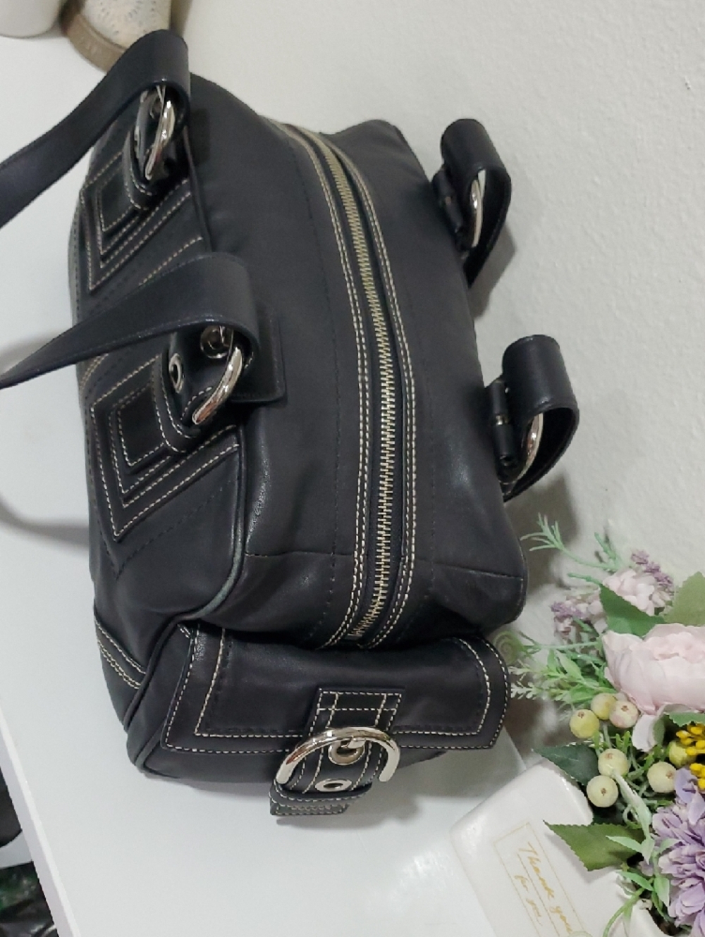 😍RARE VINTAGE Coach Mia Soho Y2K Black Leather Shoulder/Handbag 🖤 - Picture 12 of 16